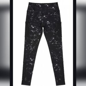 Black and White Marble Print Leggings Small 100%Poly Girls